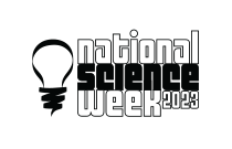 National Science Week 2023 with a simple graphic of an old fashioned lightbulb on the left of the text