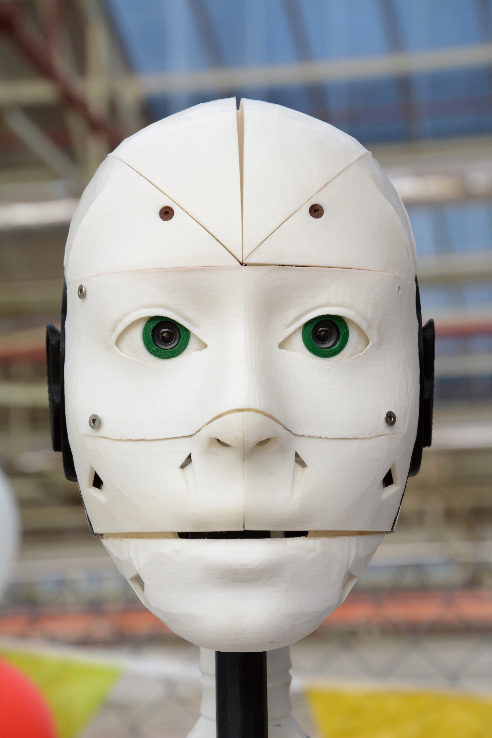 A close up of the face of a robot